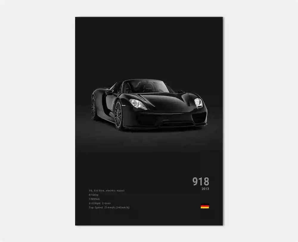 Porsche 911 GT3 RS - plakat do garażu czarno-biały Wzór 4