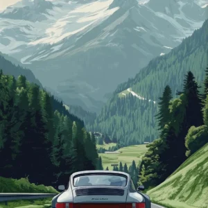 Porsche 911 Alpine Drive - plakat retro Wzór 1