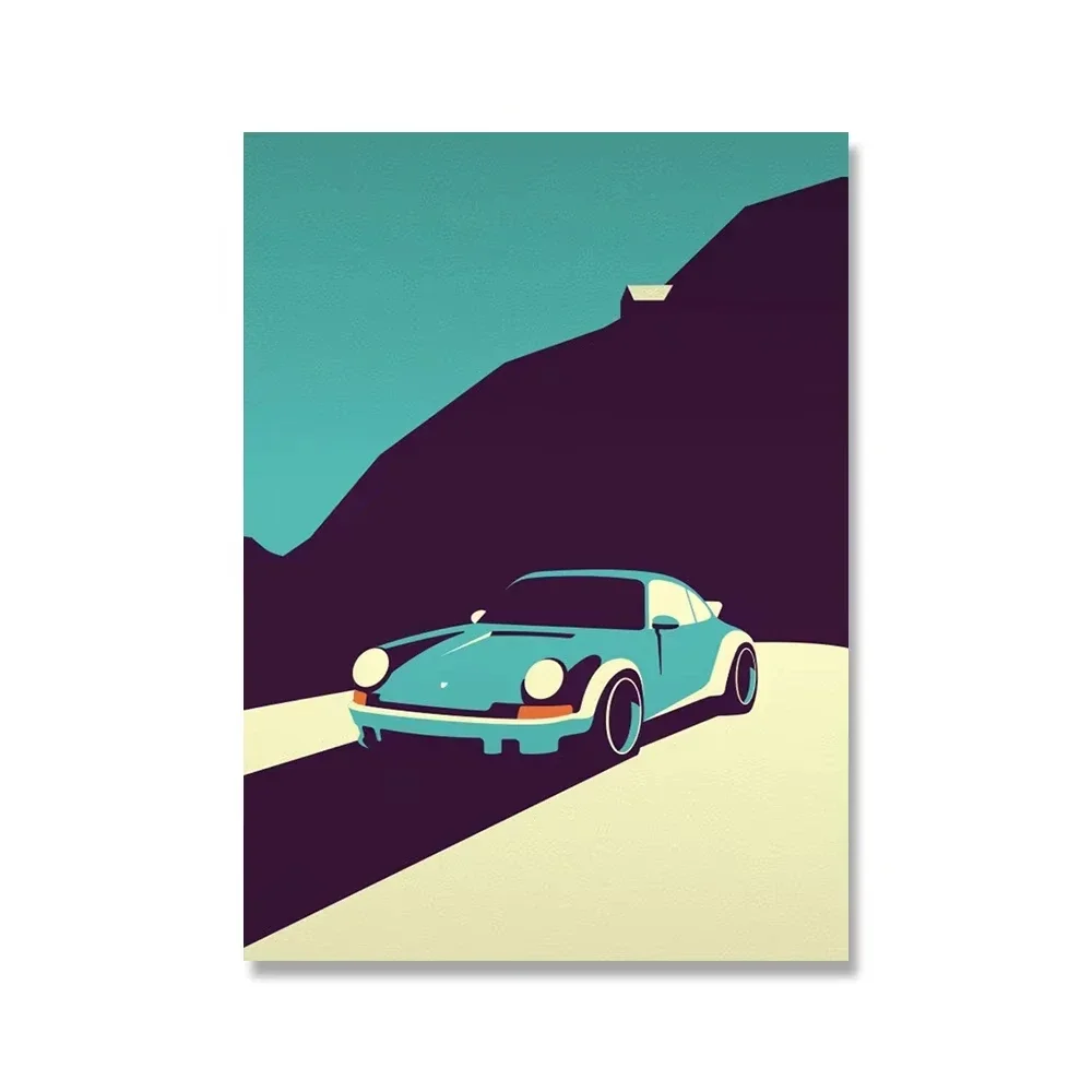 Plakat Porsche 911 - klasyczny samochód retro Wzór 1
