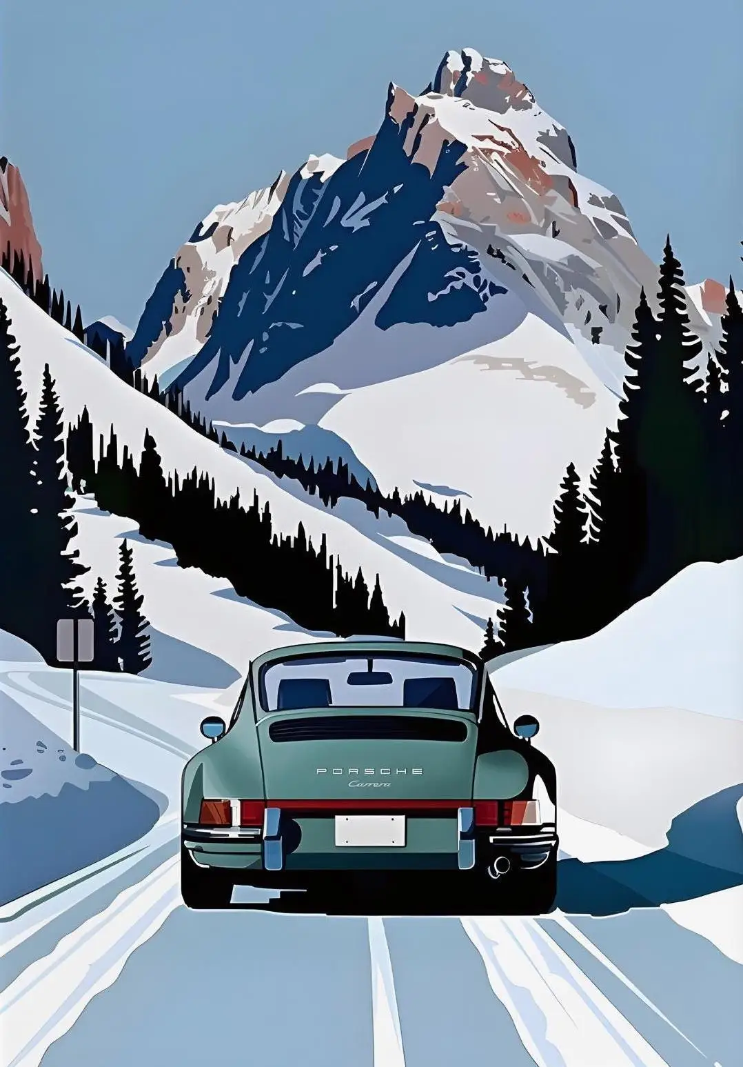 Porsche 911 Alpine Drive - plakat retro Wzór 2