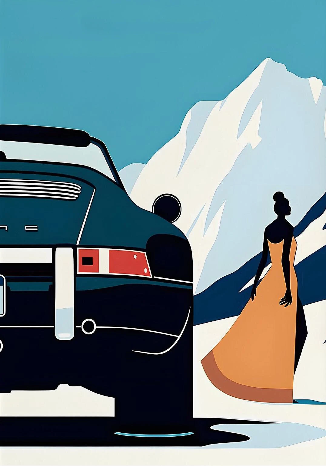 Porsche 911 Alpine Drive - plakat retro Wzór 5