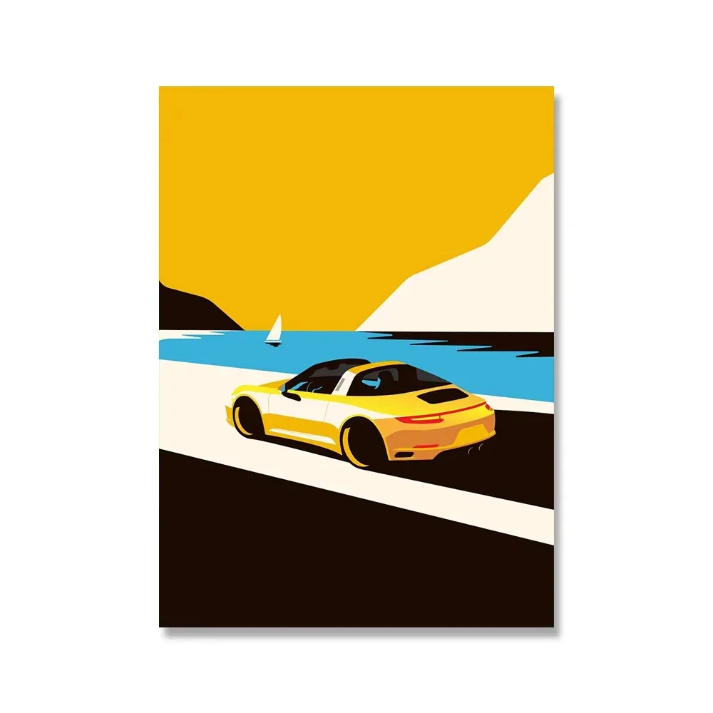 Plakat Porsche 911 - klasyczny samochód retro Wzór 5