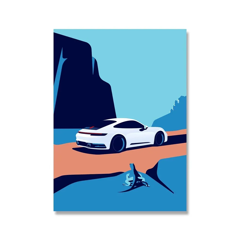 Plakat Porsche 911 - klasyczny samochód retro Wzór 7