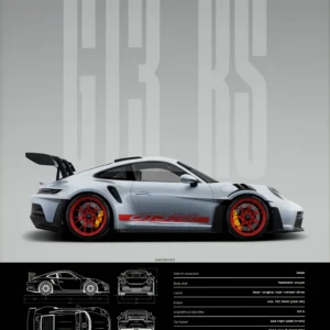 Plakat minimalistyczne Porsche GT3 RS Wzór 1