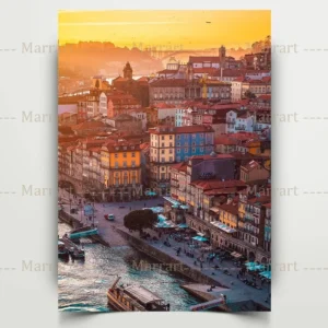 Plakat Porto - zachód słońca nad rzeką Douro Wzór 1