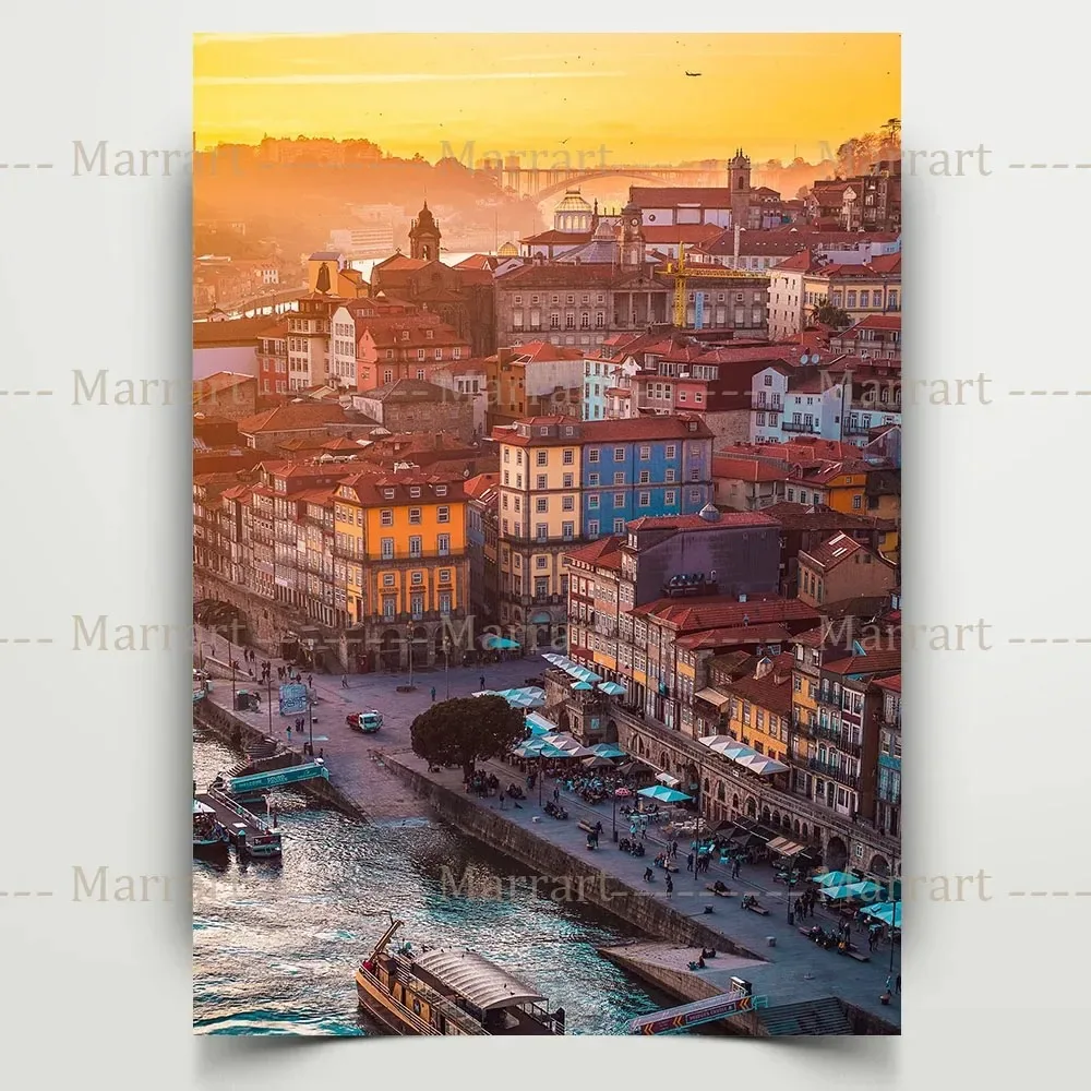 Plakat Porto - zachód słońca nad rzeką Douro Wzór 1