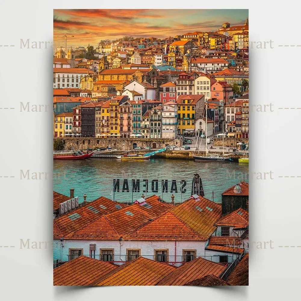 Plakat Porto - zachód słońca nad rzeką Douro Wzór 2