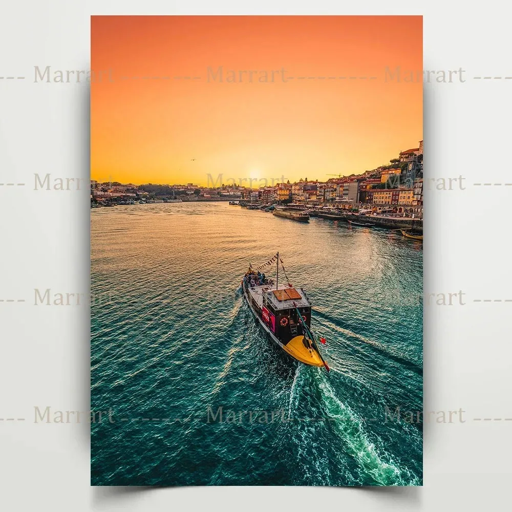 Plakat Porto - zachód słońca nad rzeką Douro Wzór 3