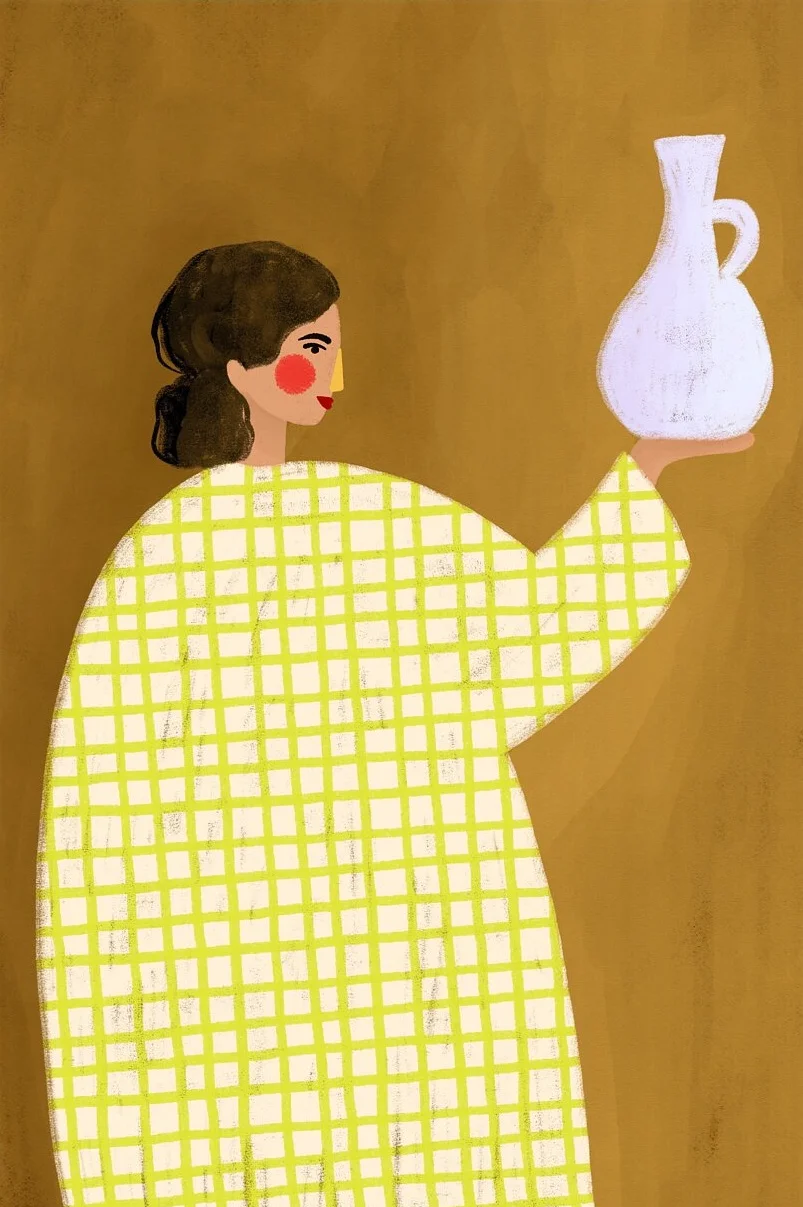 Plakat minimalistyczny portret kobiety Jasnożółty