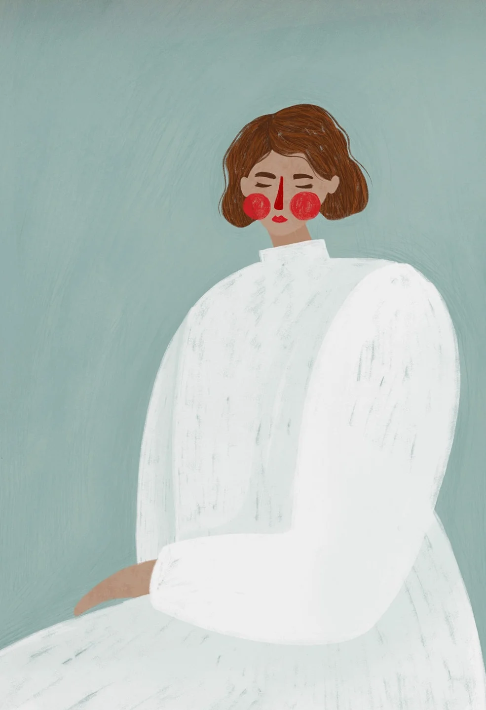 Minimalistyczny plakat portret kobiety w kolorowe pasy Niebieski