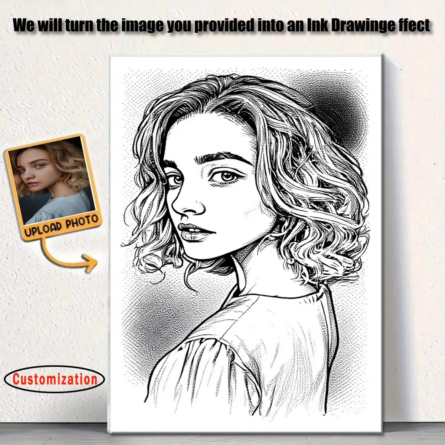 Personalizowany plakat - portret ze zdjęcia tuszem Fotografia na zamówienie