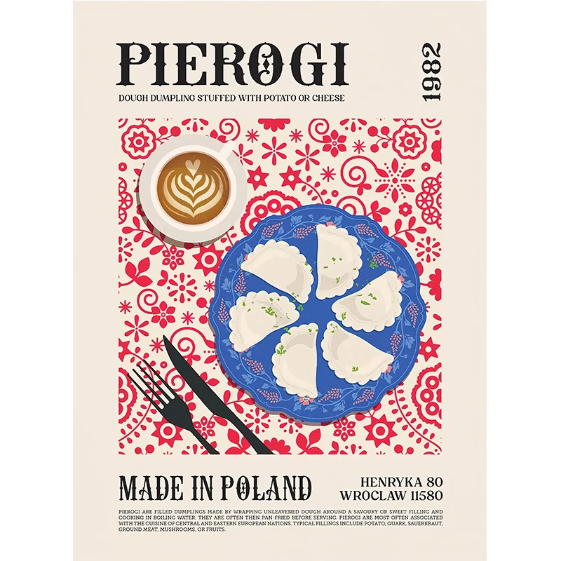 Plakat z potrawami świata - kuchnie świata na płótnie Pomarańczowy