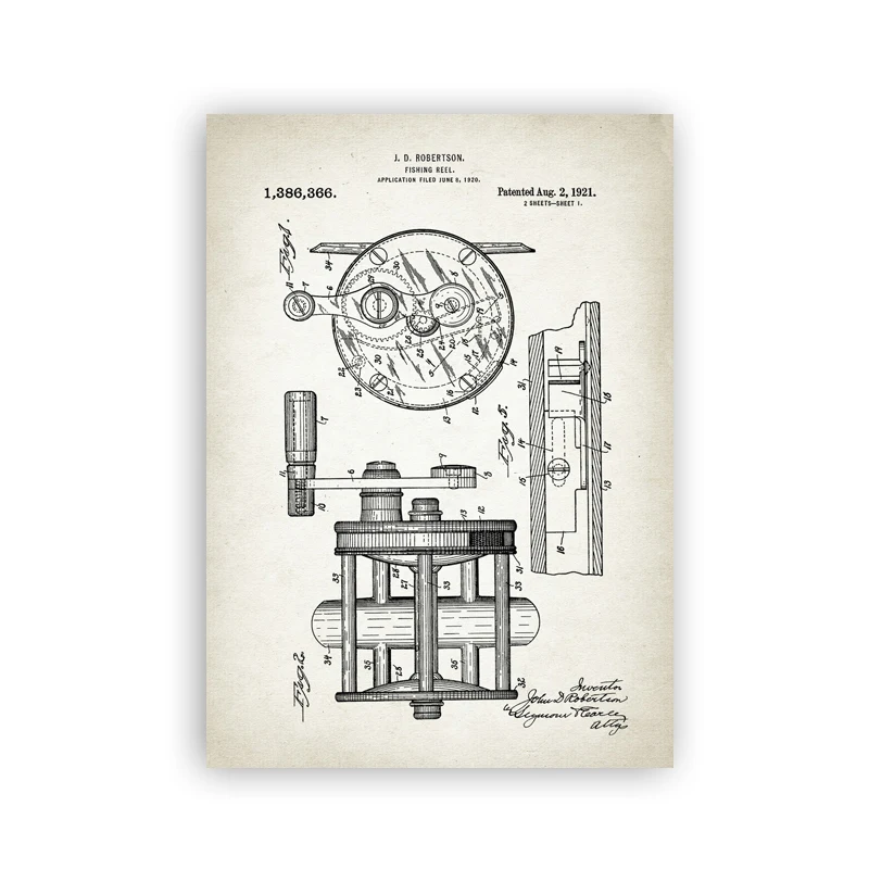 Przynęty wędkarskie - plakat patentowy vintage Jasny szary
