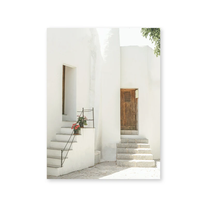 Plakat Puglia Włochy - architektura w stylu boho Jasnoszary