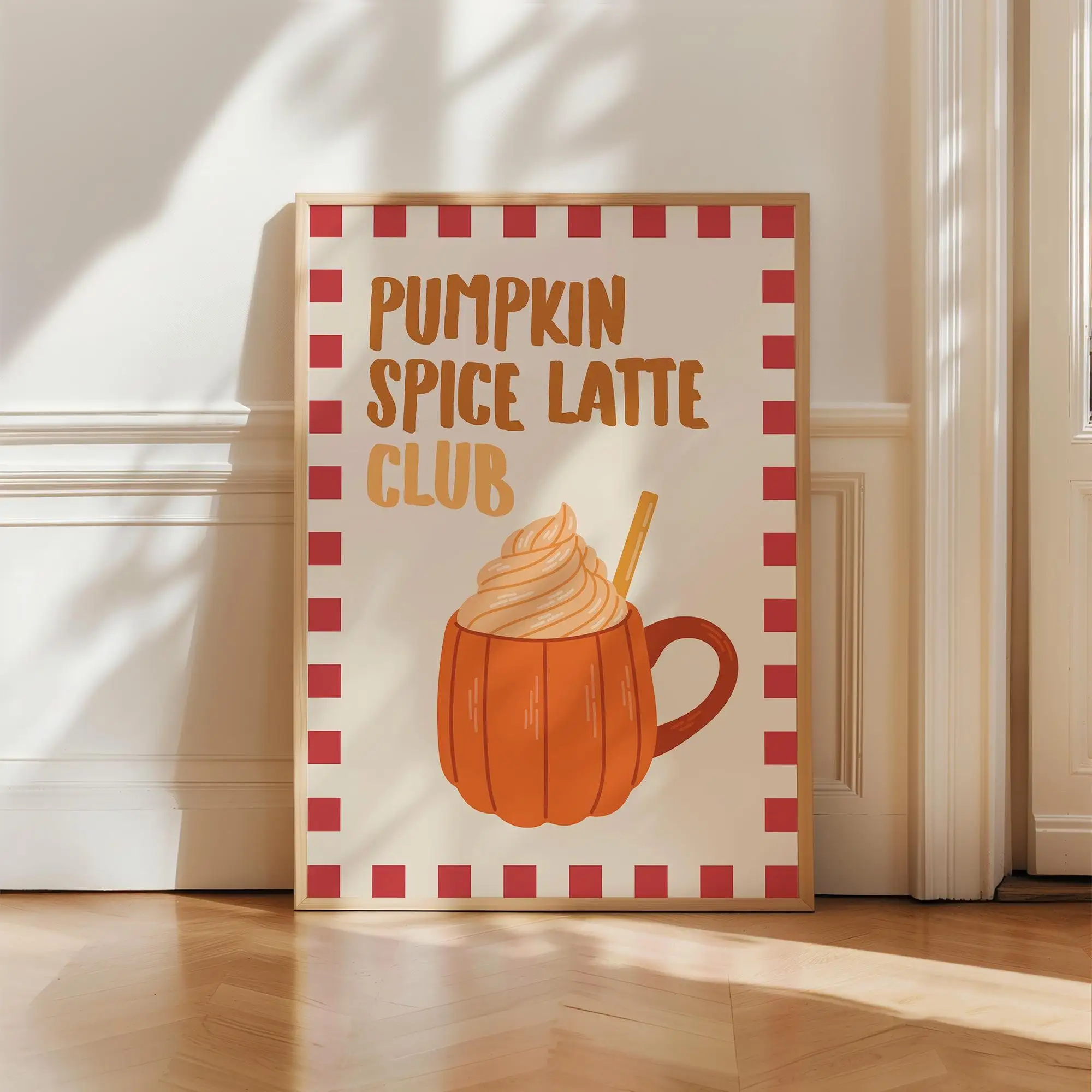 Plakat Jesienna Kawiarnia Pumpkin Spice Latte Czarny
