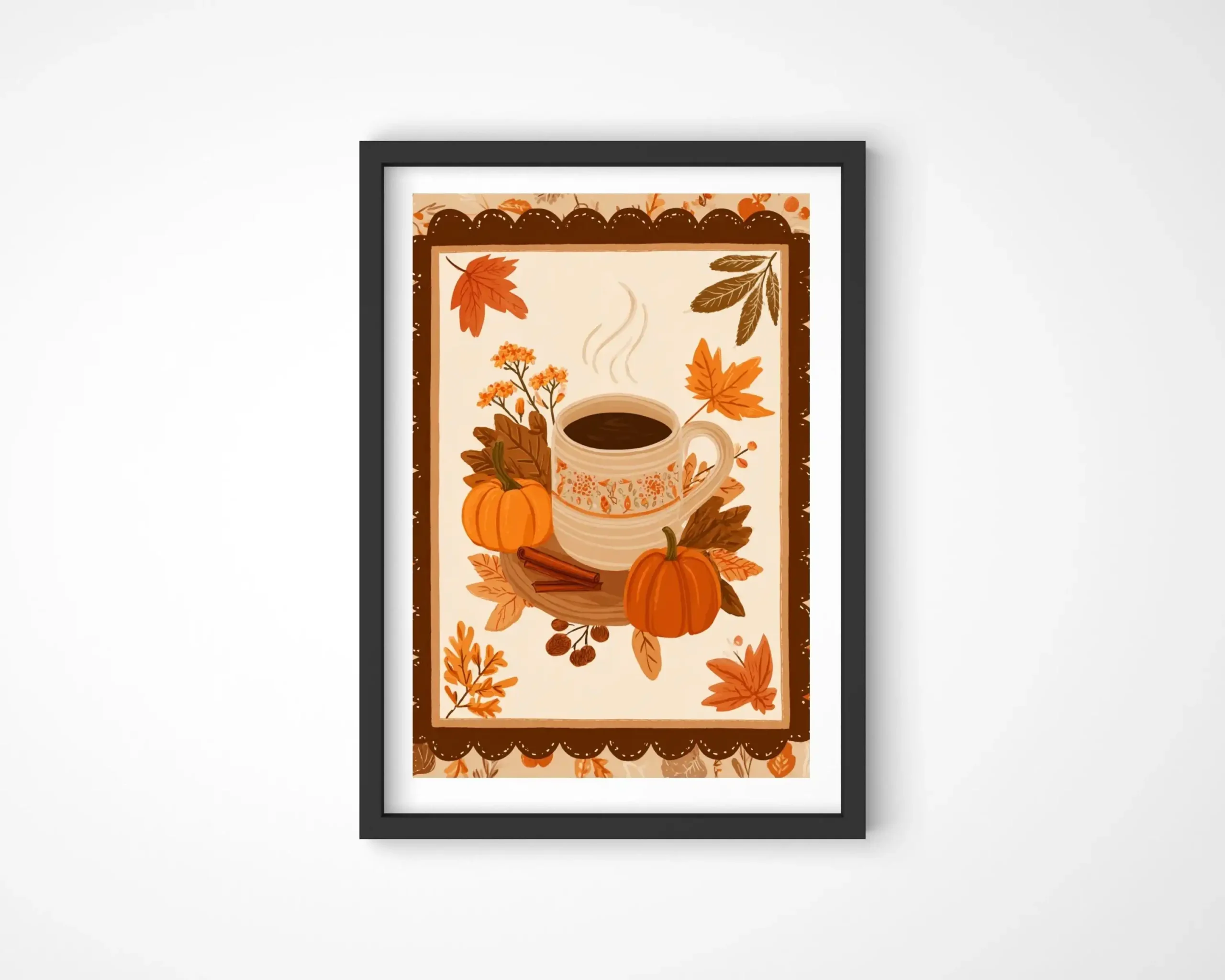 Plakat Jesienna Kawiarnia Pumpkin Spice Latte Głęboki niebieski