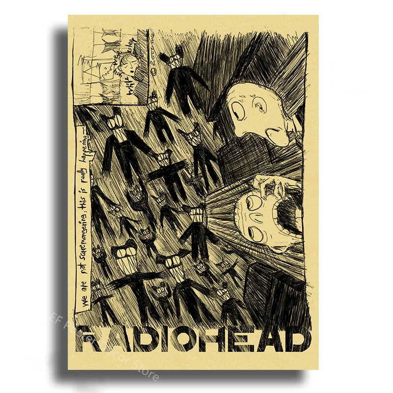 Plakat Radiohead - retro grafika muzyczna Biały
