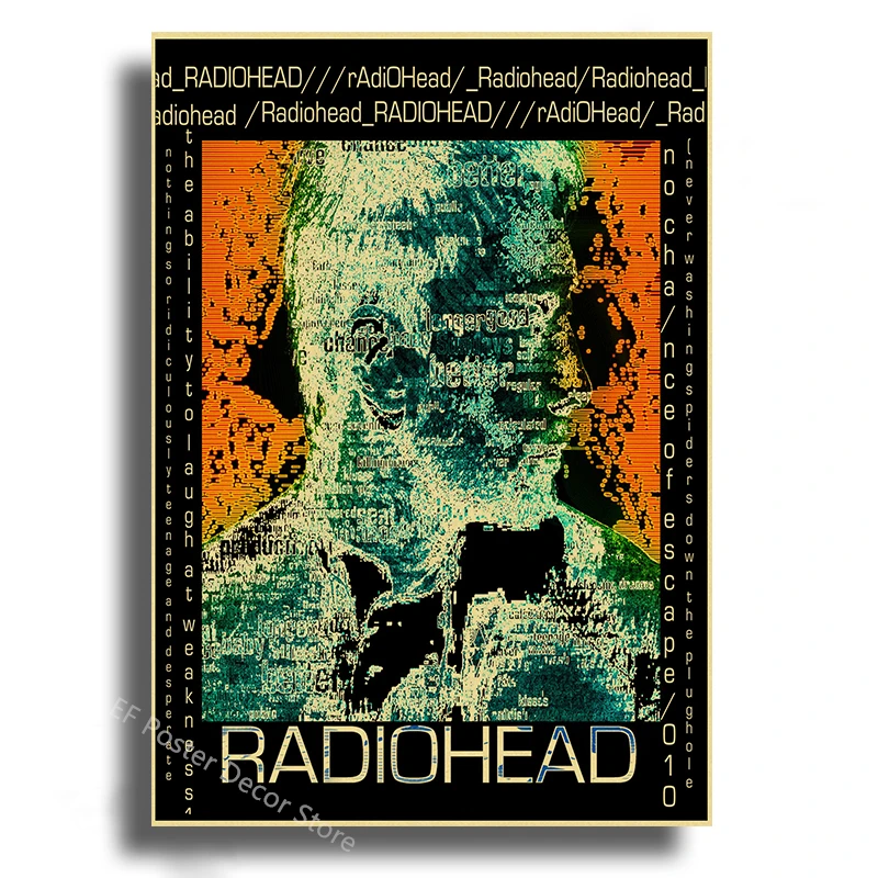Plakat Radiohead - retro grafika muzyczna Burgundia