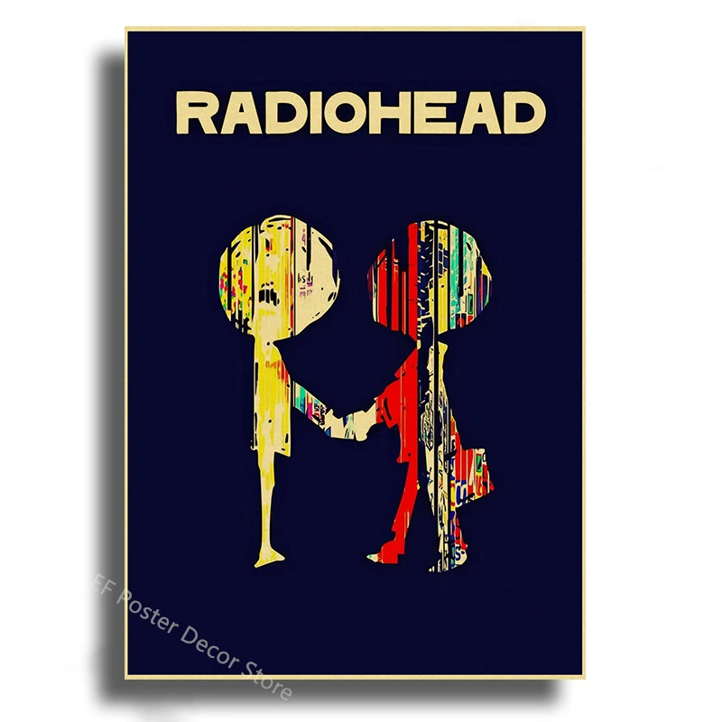 Plakat Radiohead - retro grafika muzyczna Granatowy