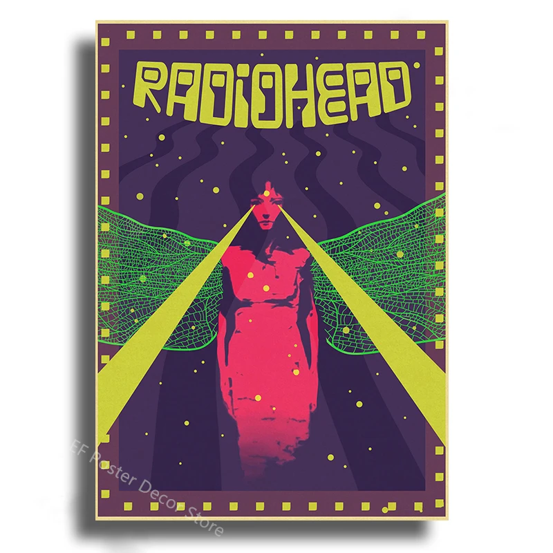Plakat Radiohead - retro grafika muzyczna Jasnożółty