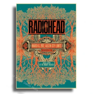Plakat Radiohead - retro grafika muzyczna Jezioro błękitne