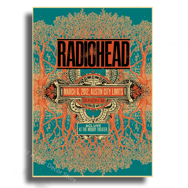 Plakat Radiohead - retro grafika muzyczna Jezioro błękitne