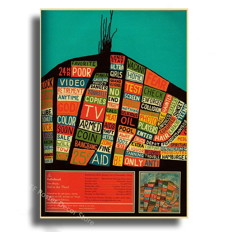 Plakat Radiohead - retro grafika muzyczna Niebieski