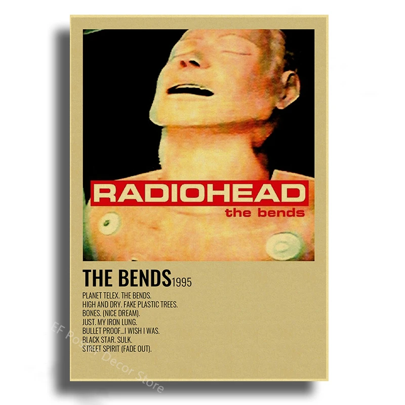 Plakat Radiohead - retro grafika muzyczna żółty