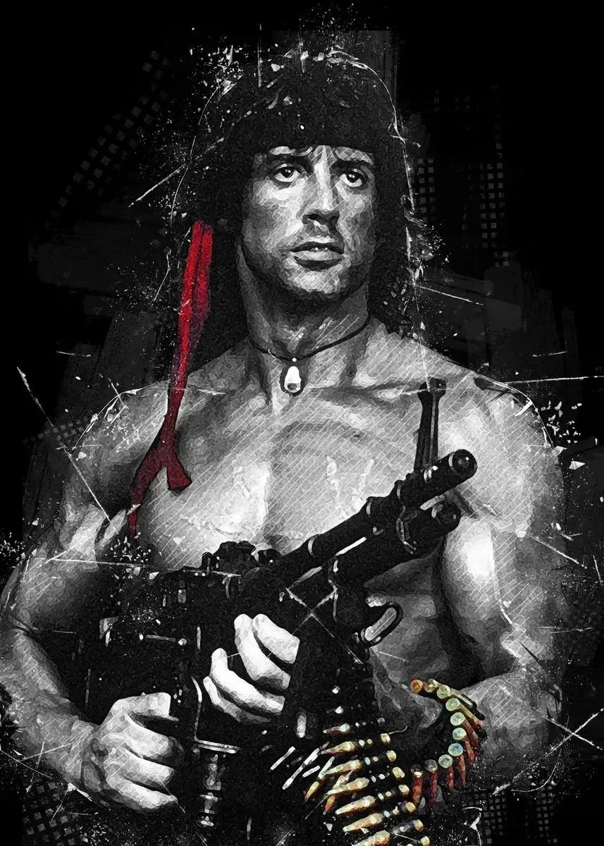 Plakat Rambo First Blood - kultowy film akcji Wzór 3