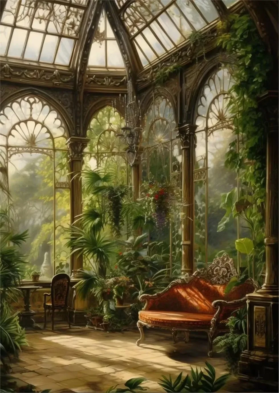 Renesansowa szklarnia - botaniczny plakat retro Biały