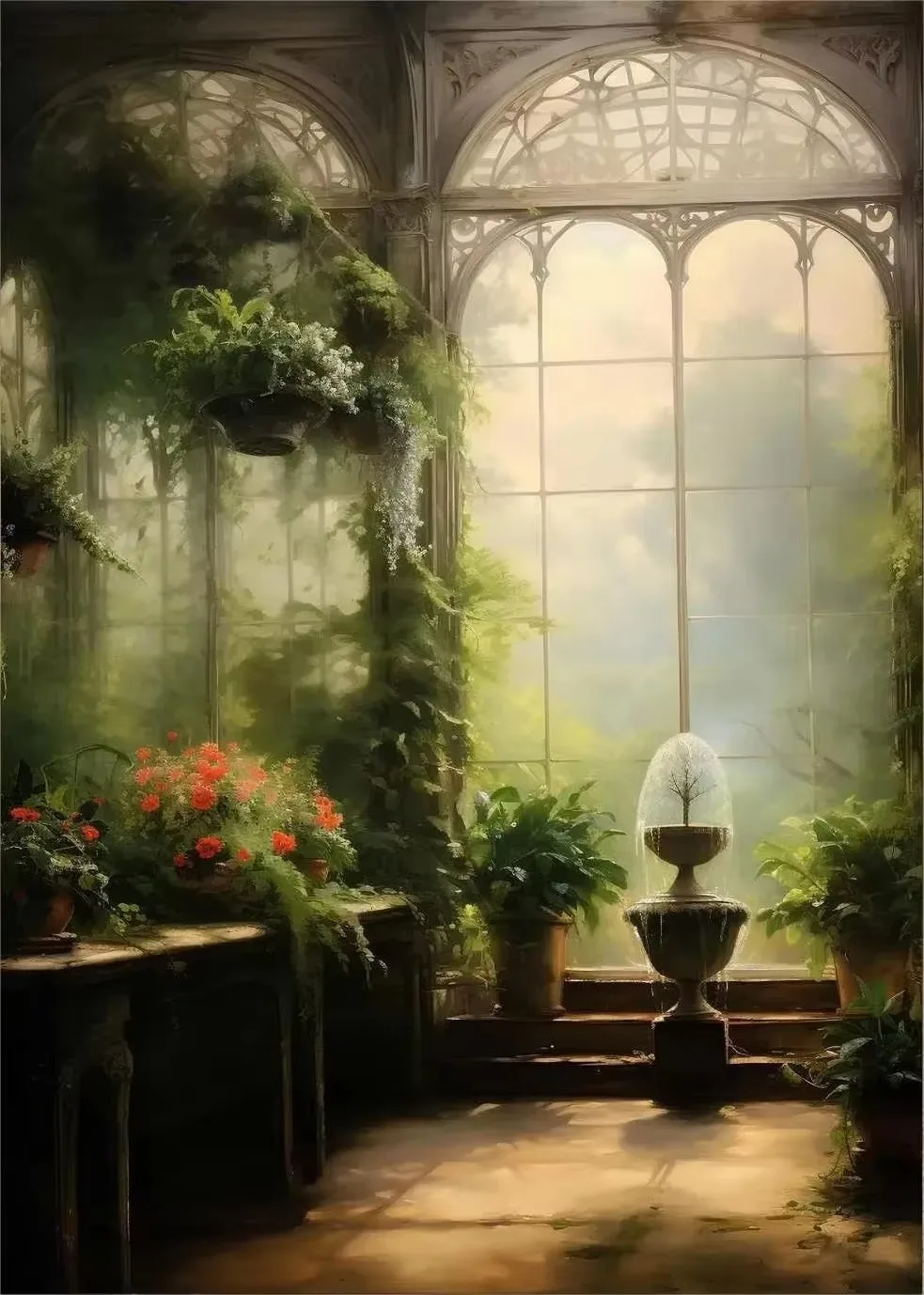 Renesansowa szklarnia - botaniczny plakat retro Burgundia