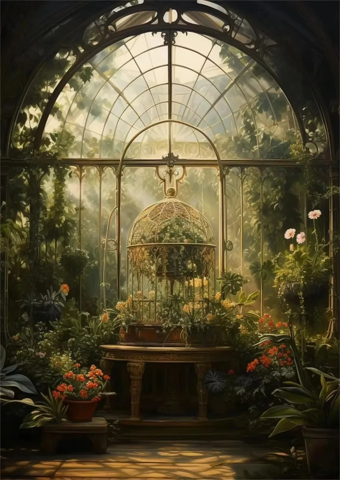 Renesansowa szklarnia - botaniczny plakat retro Czerwony