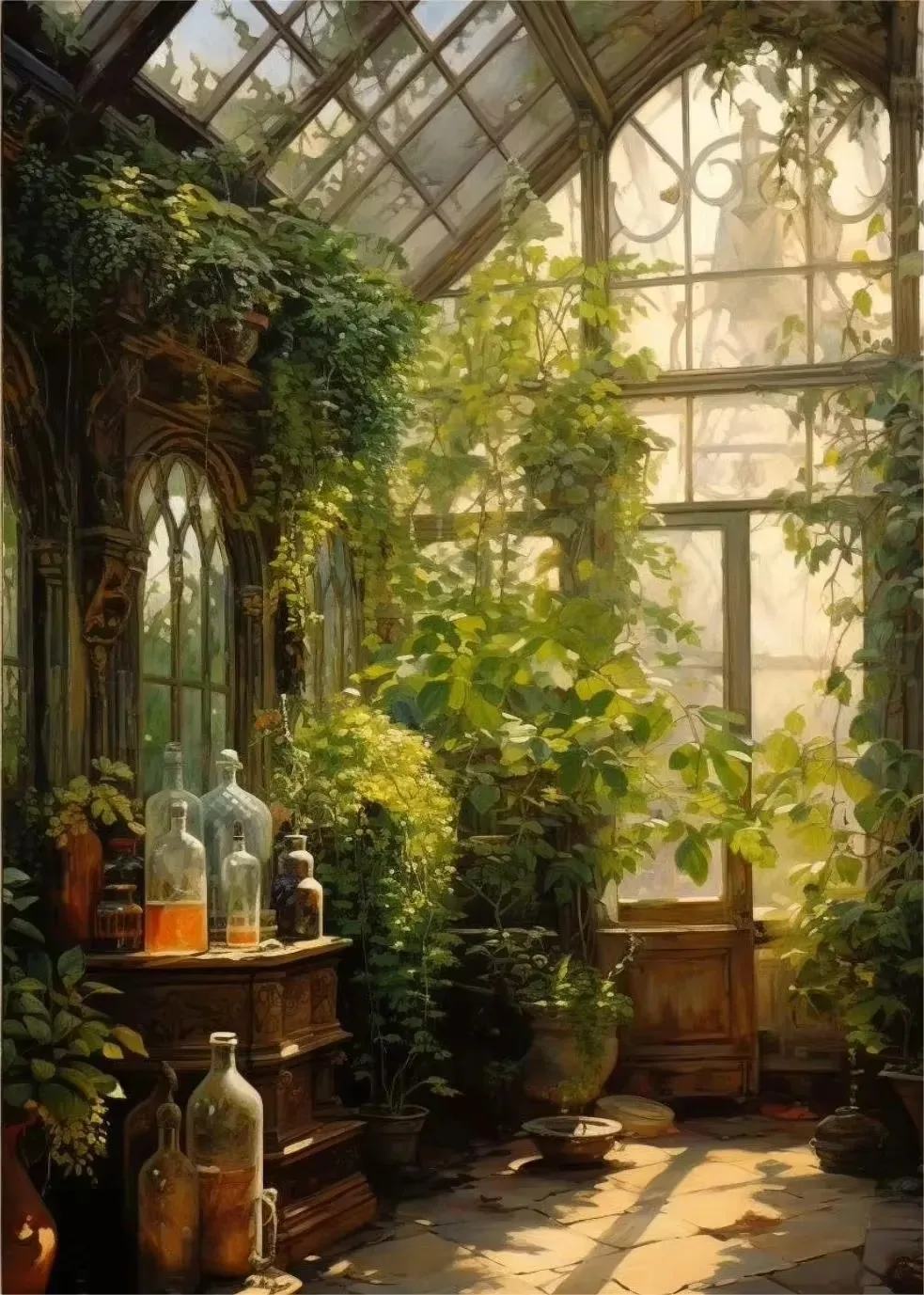 Renesansowa szklarnia - botaniczny plakat retro Jezioro błękitne