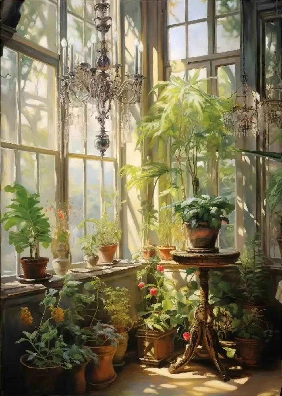 Renesansowa szklarnia - botaniczny plakat retro Różowy