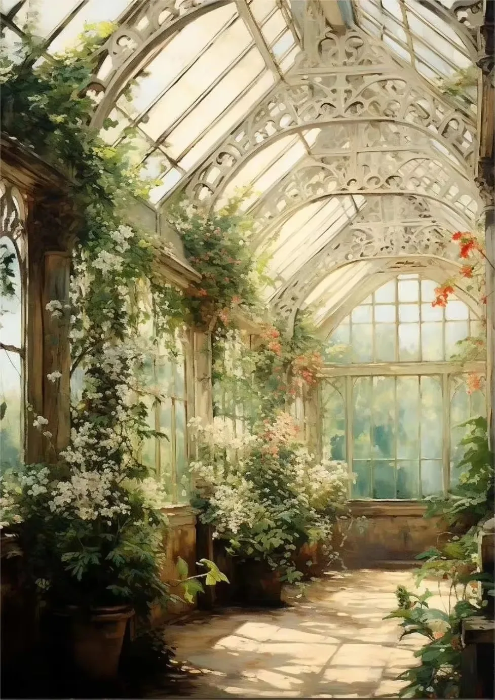 Renesansowa szklarnia - botaniczny plakat retro żółty