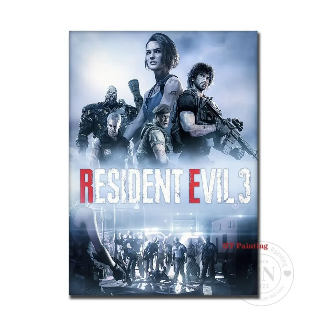 Resident Evil - vintage plakat dla gracza Burgundia