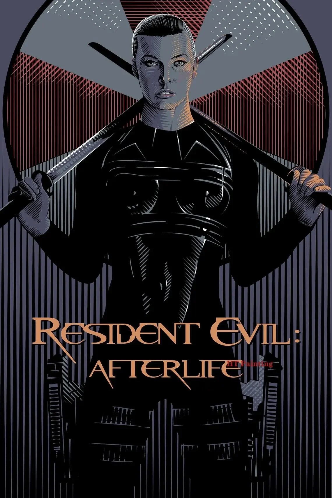 Resident Evil - vintage plakat dla gracza Niebieski