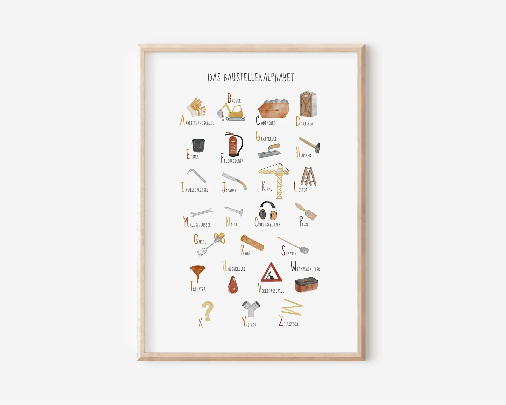 Plakat retro z alfabetem i zwierzętami w stylu skandynawskim Czarny