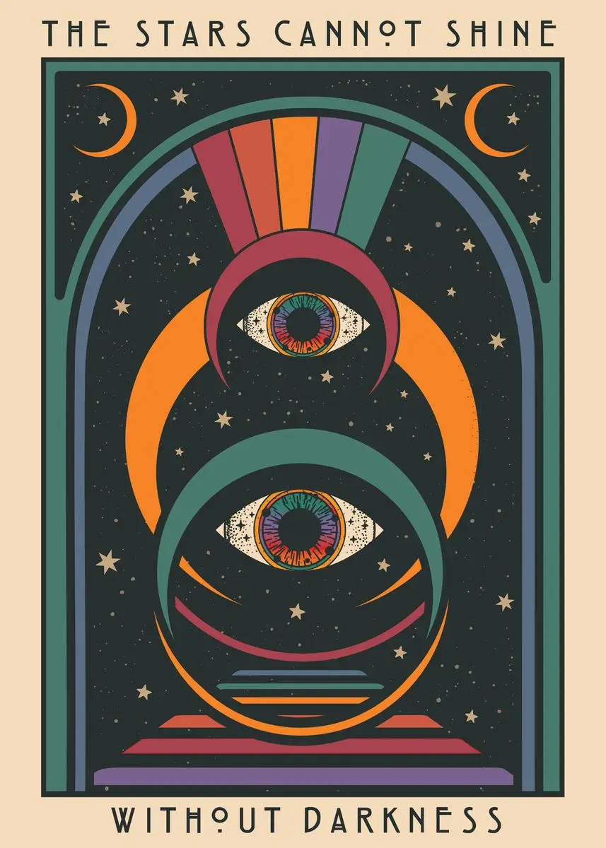 Plakat retro boho w stylu psychodelicznych lat 70. Sku 10
