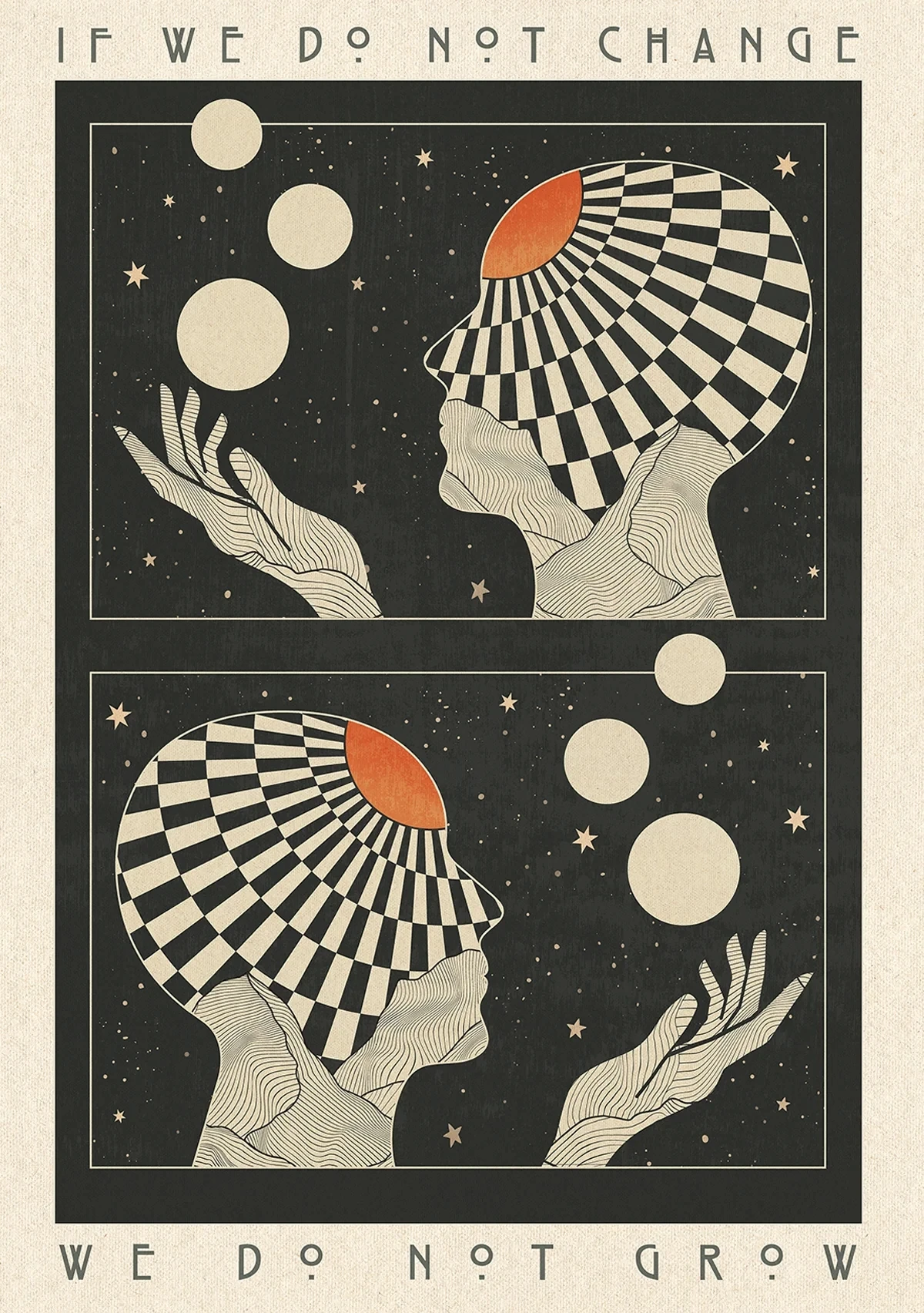 Plakat retro boho w stylu psychodelicznych lat 70. Sku 13
