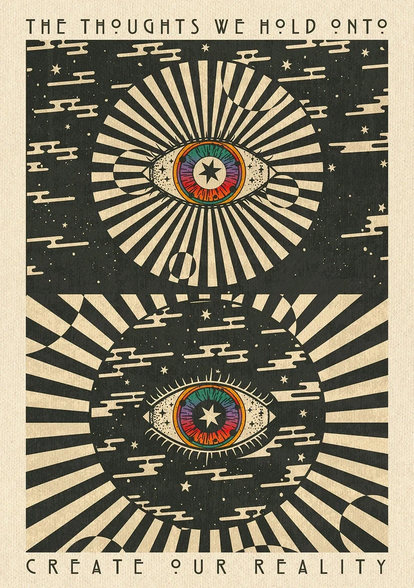 Plakat retro boho w stylu psychodelicznych lat 70. Sku 6