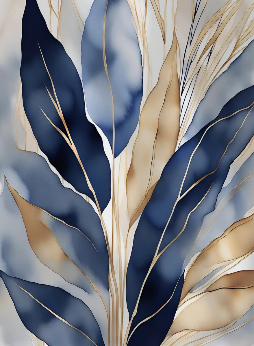 Retro botaniczne liście - plakat Biały