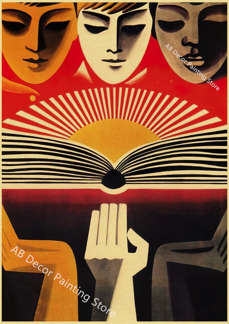 Plakat retro w stylu radzieckim CCCP Fioletowo różowy