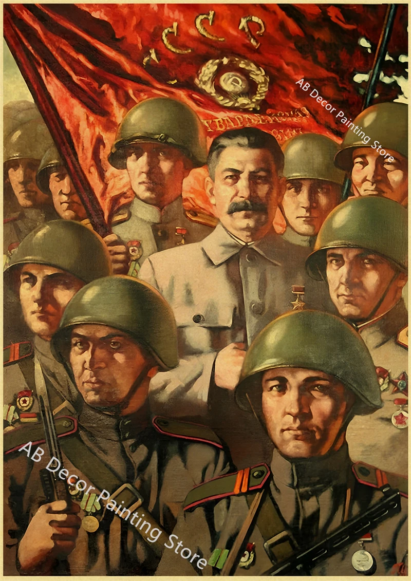 Plakat retro w stylu radzieckim CCCP Zeleń i pomarańcz
