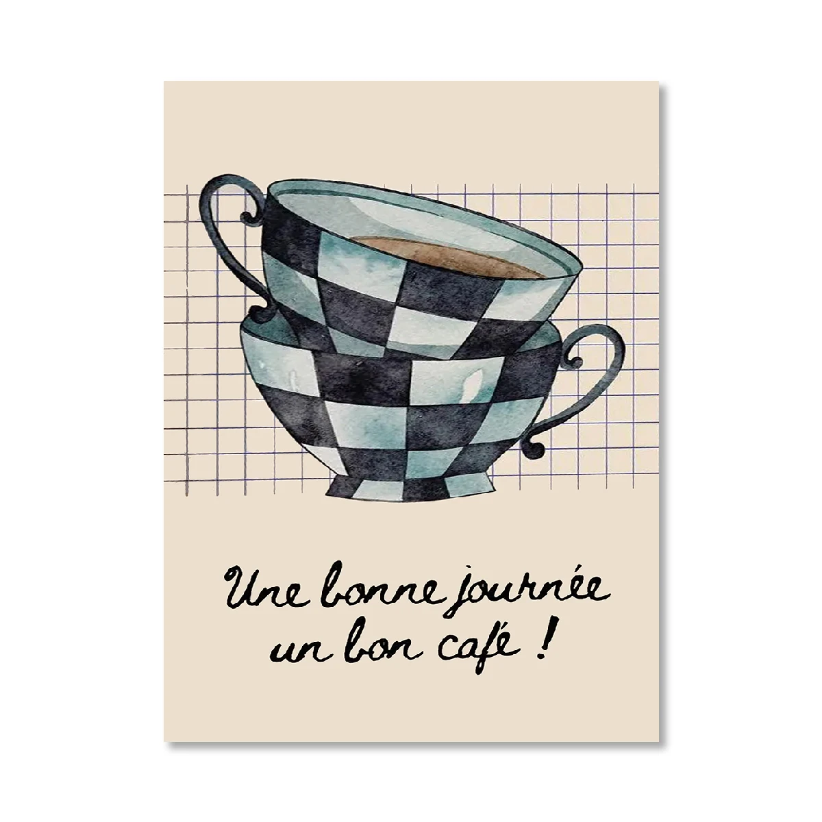 Plakat retro do kuchni z croissantem i chili Wzór 2