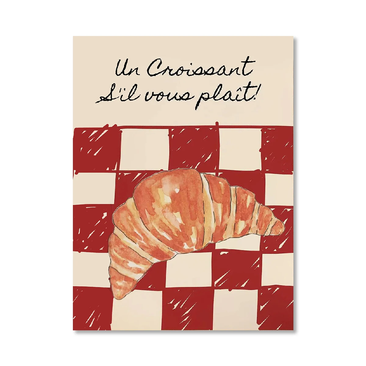Plakat retro do kuchni z croissantem i chili Wzór 7