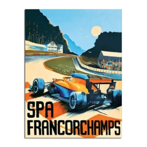 Plakat retro F1 - bolid wyścigowy w stylu neon Wzór 1