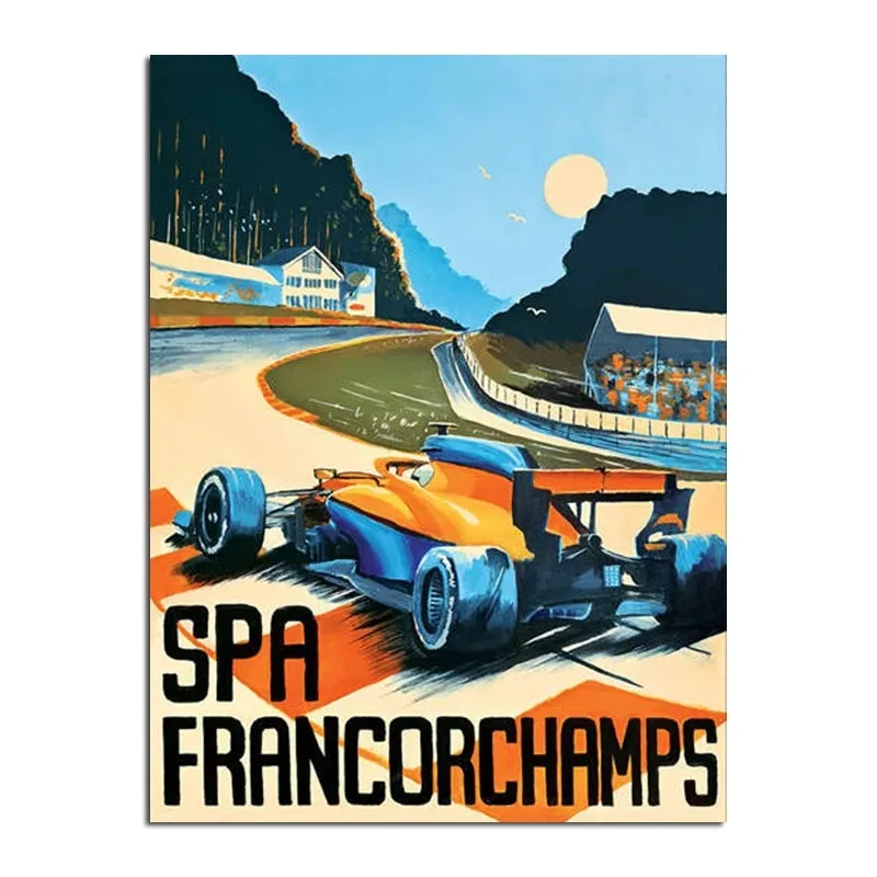 Plakat retro F1 - bolid wyścigowy w stylu neon Wzór 1