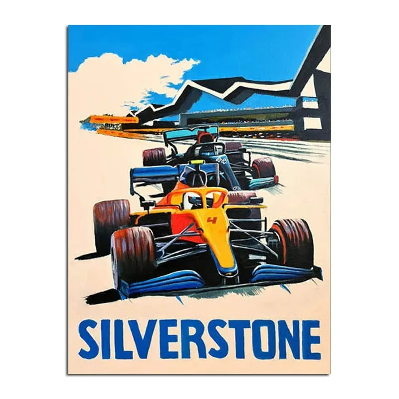 Plakat retro F1 – bolid wyścigowy w stylu neon Wzór 11