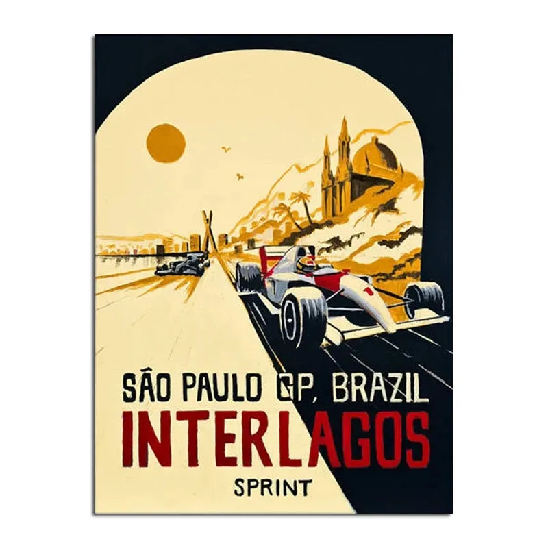 Plakat retro F1 – bolid wyścigowy w stylu neon Wzór 12